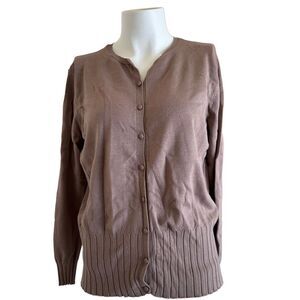 Merona women's XL brown button-up cardigan sweater taupe